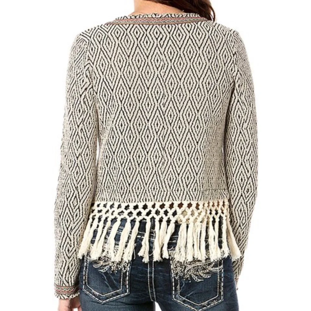 MISS ME COTTON BLEND FRINGE JACKET